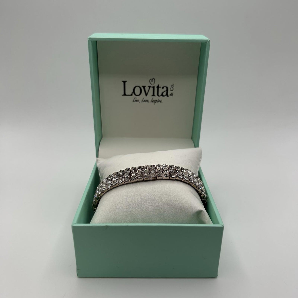 Lovita & Co. Layered Crystal Cuff Rose Gold-Color (One Size) Stretchy Bracelet