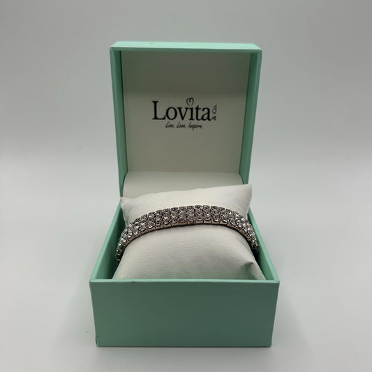 Lovita & Co. Layered Crystal Cuff Rose Gold-Color (One Size) Stretchy Bracelet