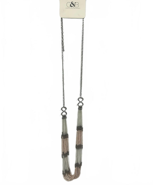 Christopher & Banks Long Mixed Seed Bead Necklace Pink, White Macaron (One Size)