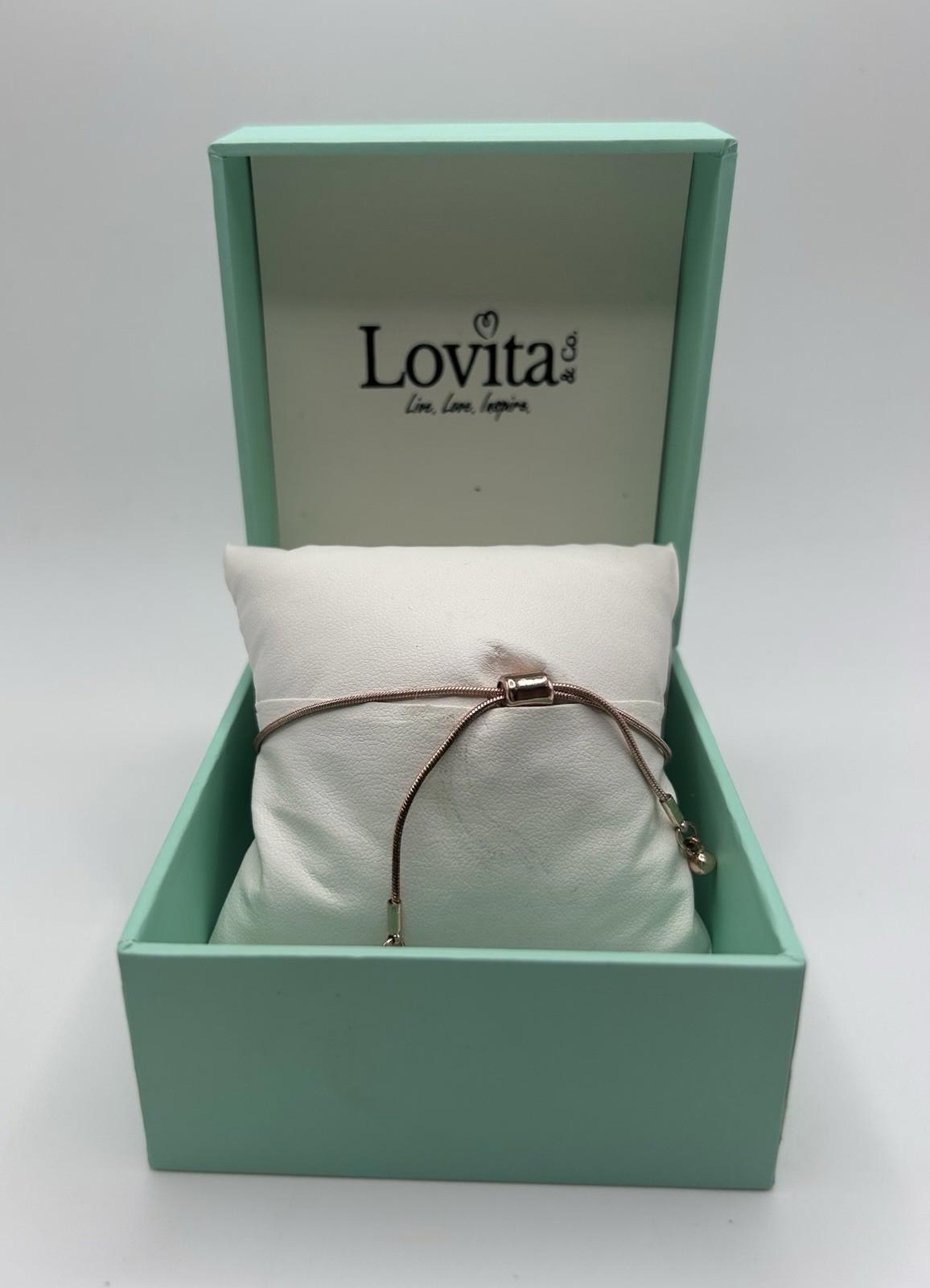 Lovita & Co. White Stone Rose Gold Color Crystal Boarder Toggle Bracelet