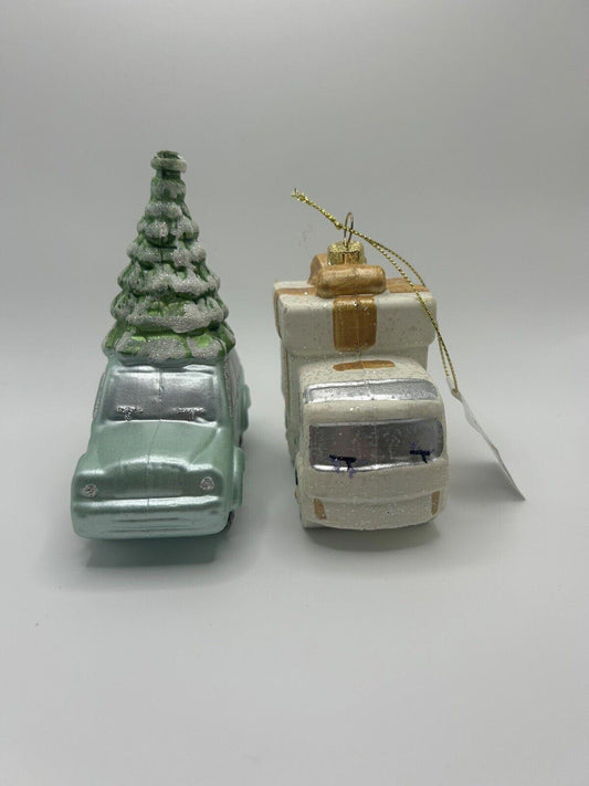 Wondershop Blue, White & Gold Car Ornament Set 2 Count