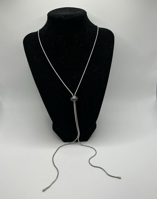Christopher & Banks Black Long Stone Lariat 32 Necklace