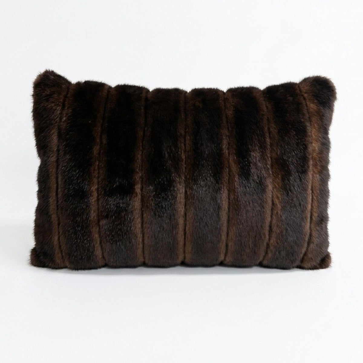 Threshold Brown Faux Fur Decorative Pillow (15 in x 12 in)