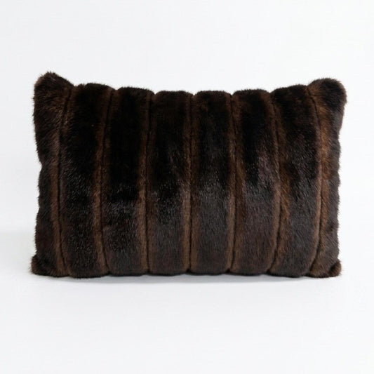 Threshold Brown Faux Fur Decorative Pillow (15 in x 12 in)