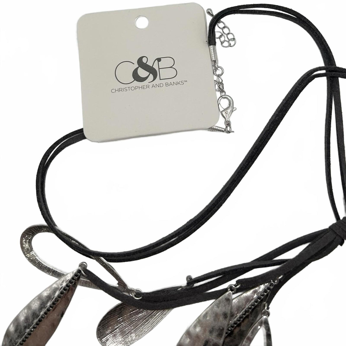 Christopher & Banks Long Corded Drop Silver Necklace (One Size)