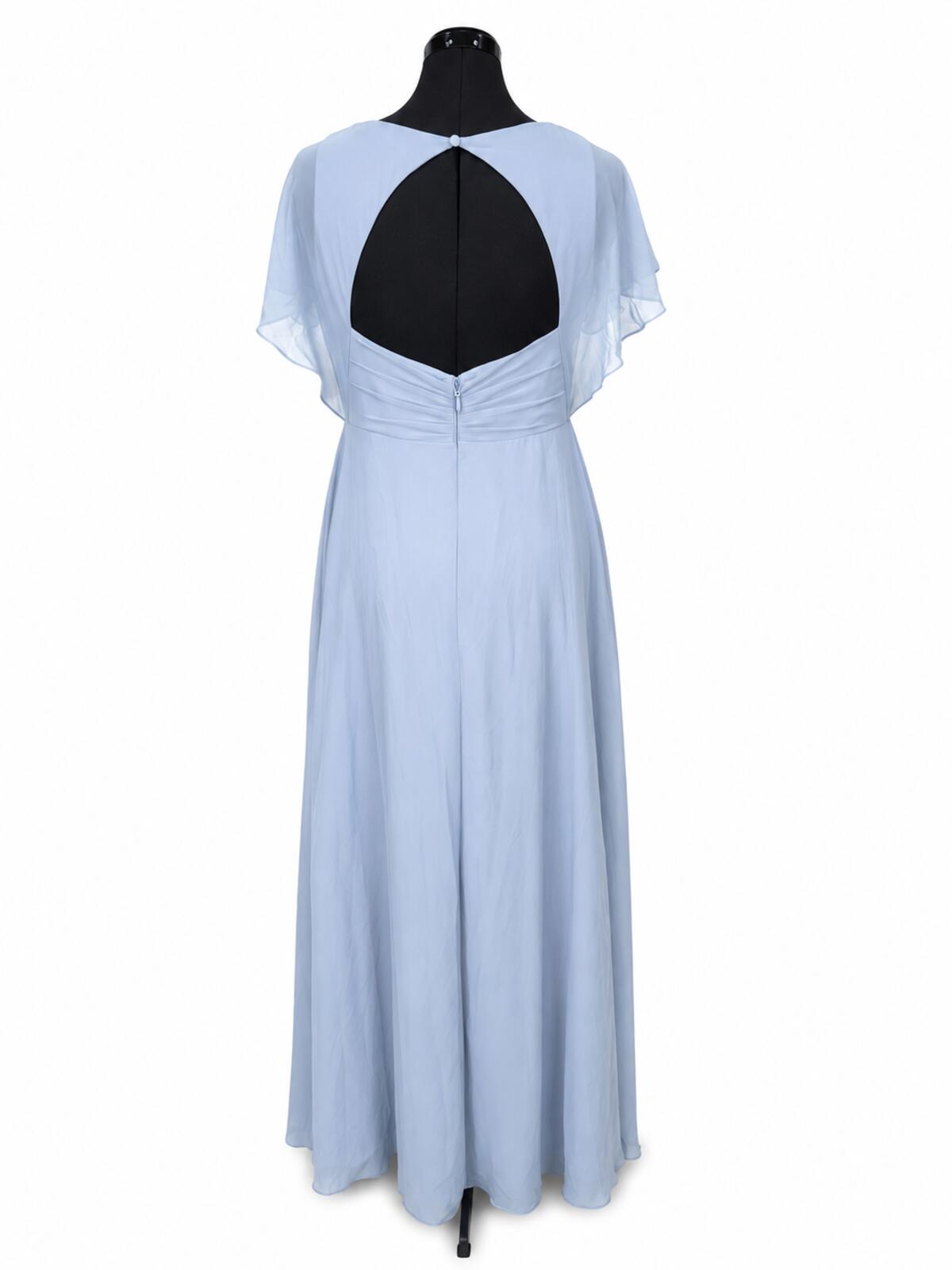 Azazie Rylee Dusty Blue Chiffon A-Line Pleated Bridesmaids Dress (Size 12)