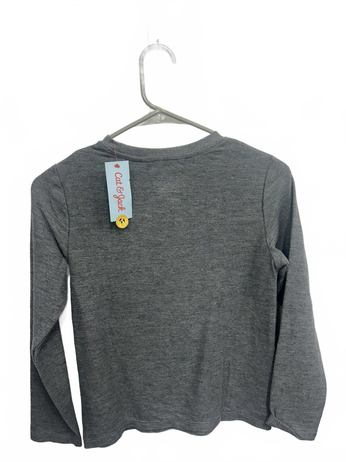 Cat & Jack Dark Gray Waffle Long Sleeve Shirt with Front Pocket (S-6/7)