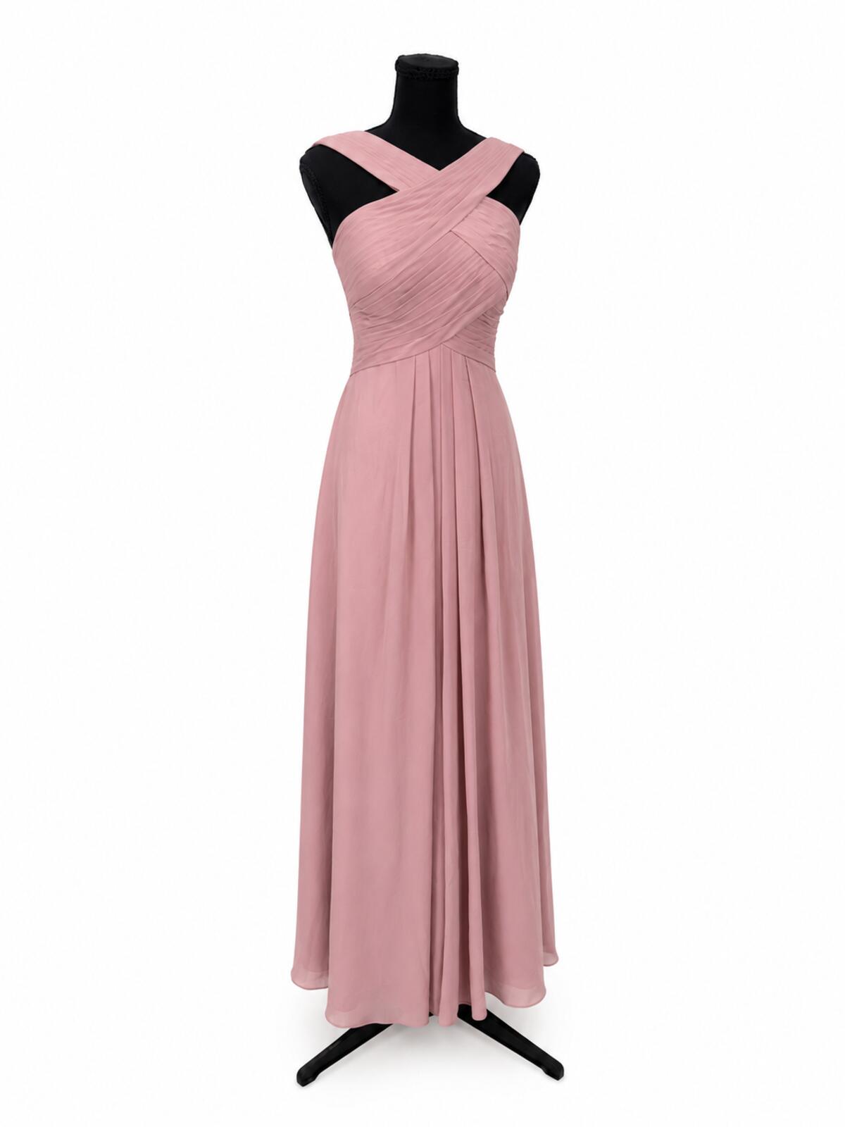 Azazie Kaleigh Dusty Rose Chiffon A-Line Pleated Bridesmaids Dress (Size 8)