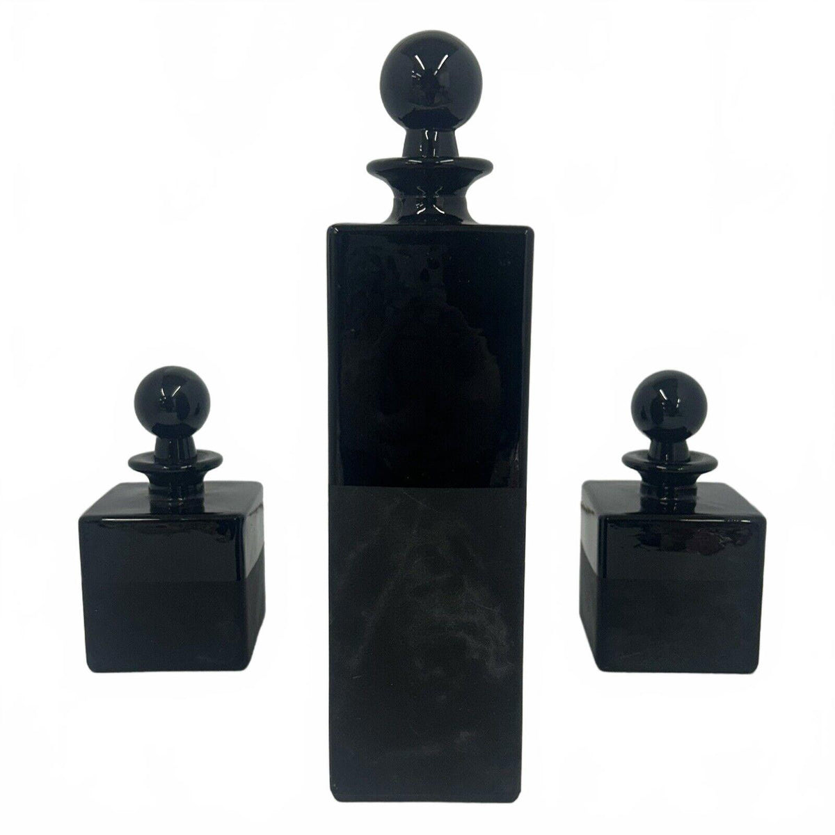 3 Piece Antique Black  Perfume/ Essential Oil Bottles (Bottom Matte, Top Gloss)