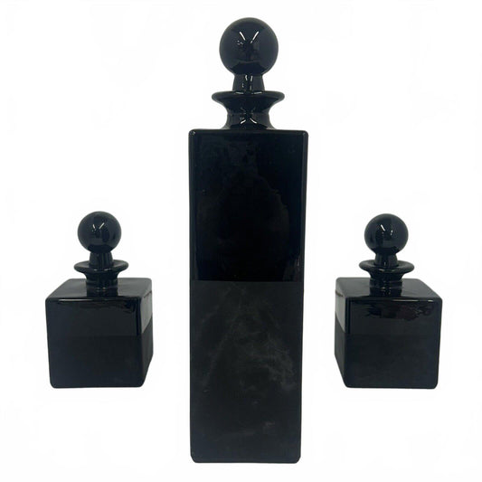 3 Piece Antique Black  Perfume/ Essential Oil Bottles (Bottom Matte, Top Gloss)