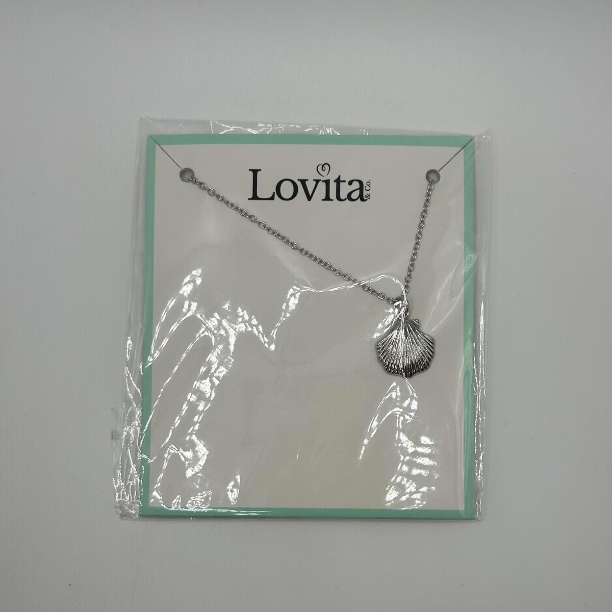 Lovita & Co. Silver Color Long Chain Seashell Charm Necklace