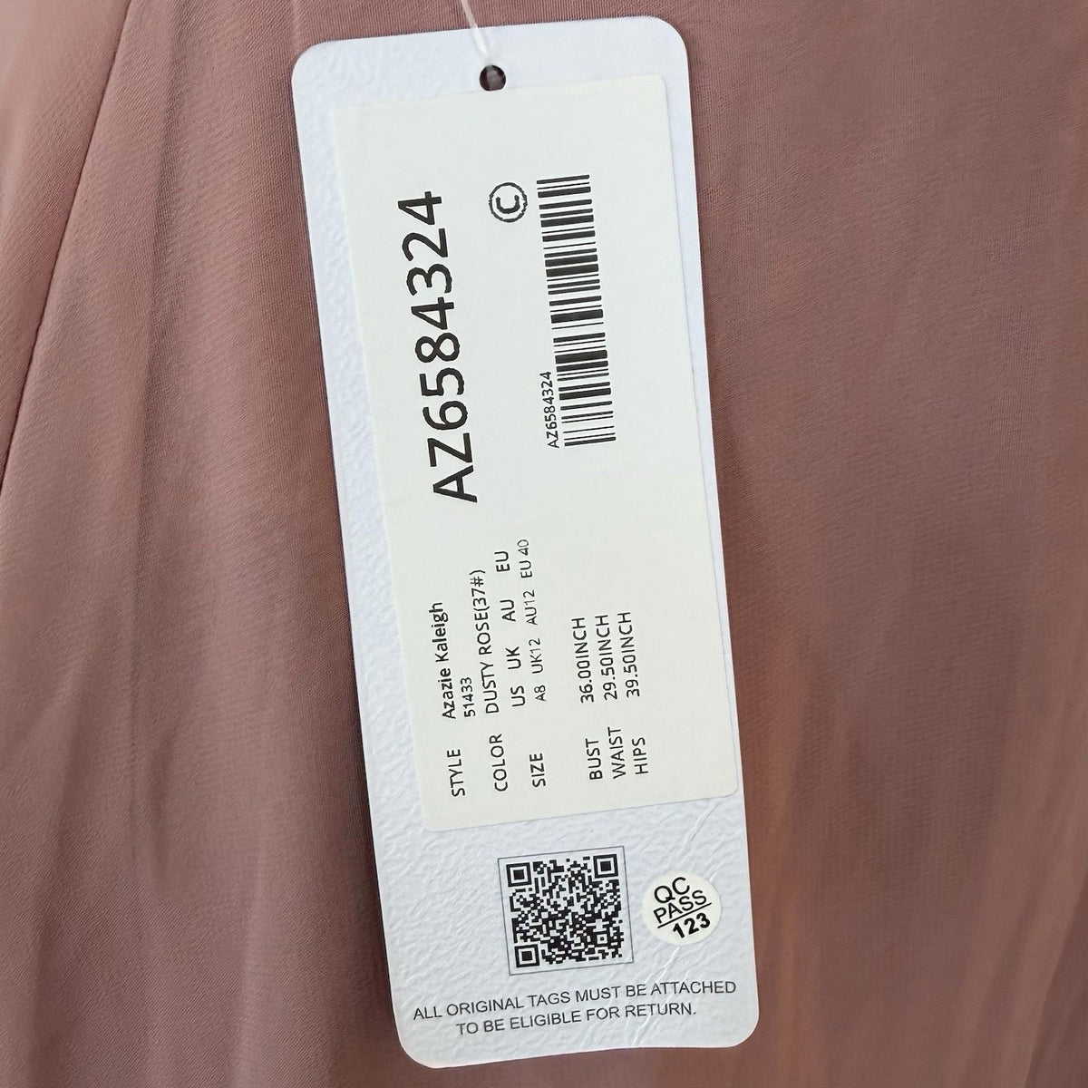 Azazie Kaleigh Dusty Rose Chiffon A-Line Pleated Bridesmaids Dress (Size 8)