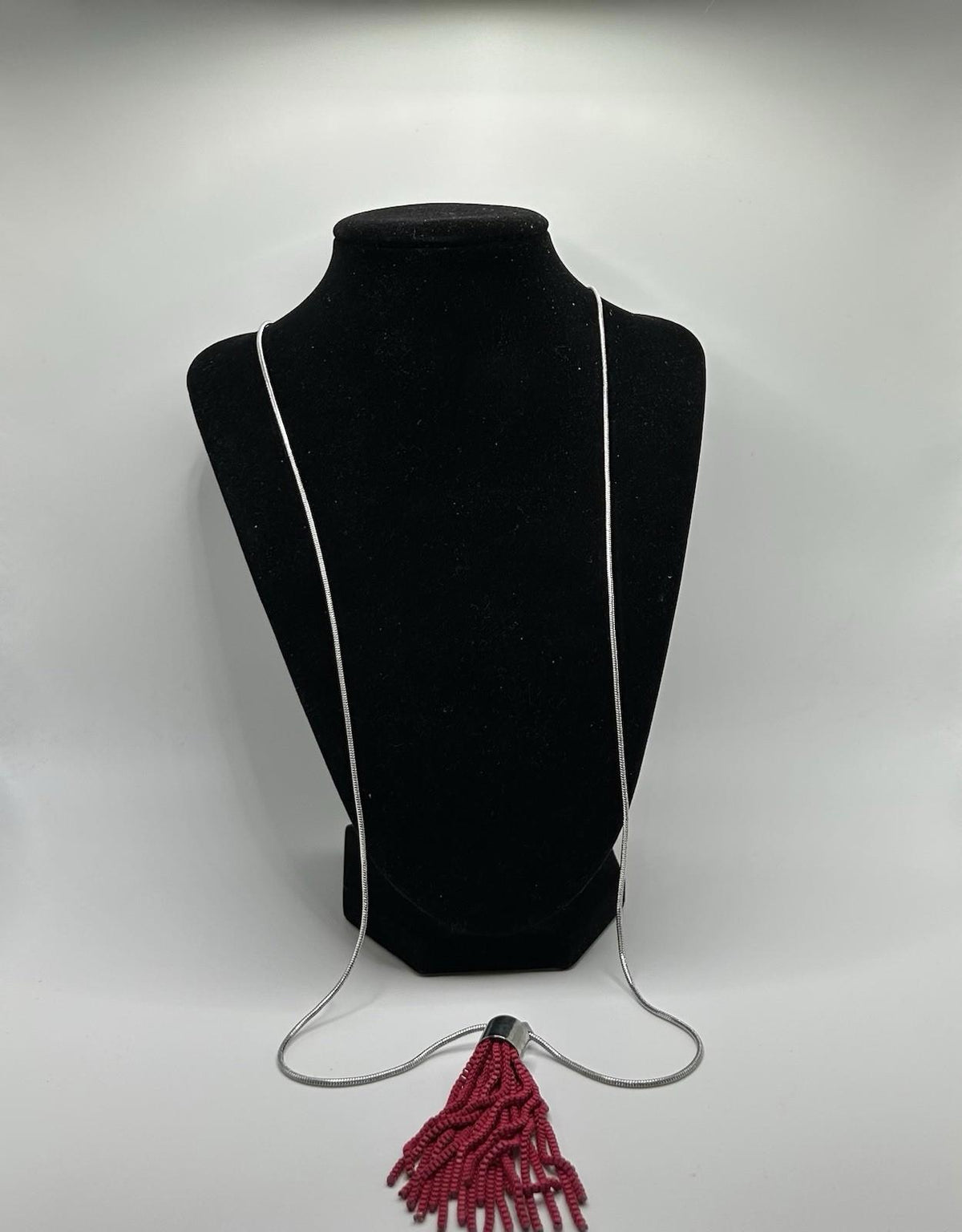 Christopher & Banks Long Painted Chain Tassel Peony Pink Necklace