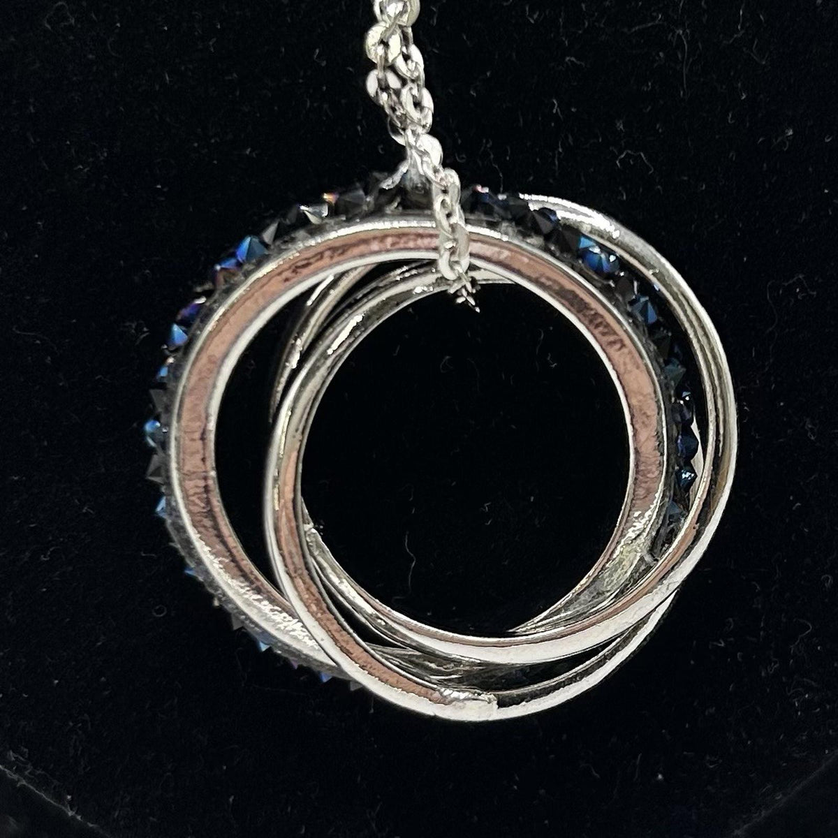 Christopher & Banks Long Blue Crystal and Silver Rings Pendant