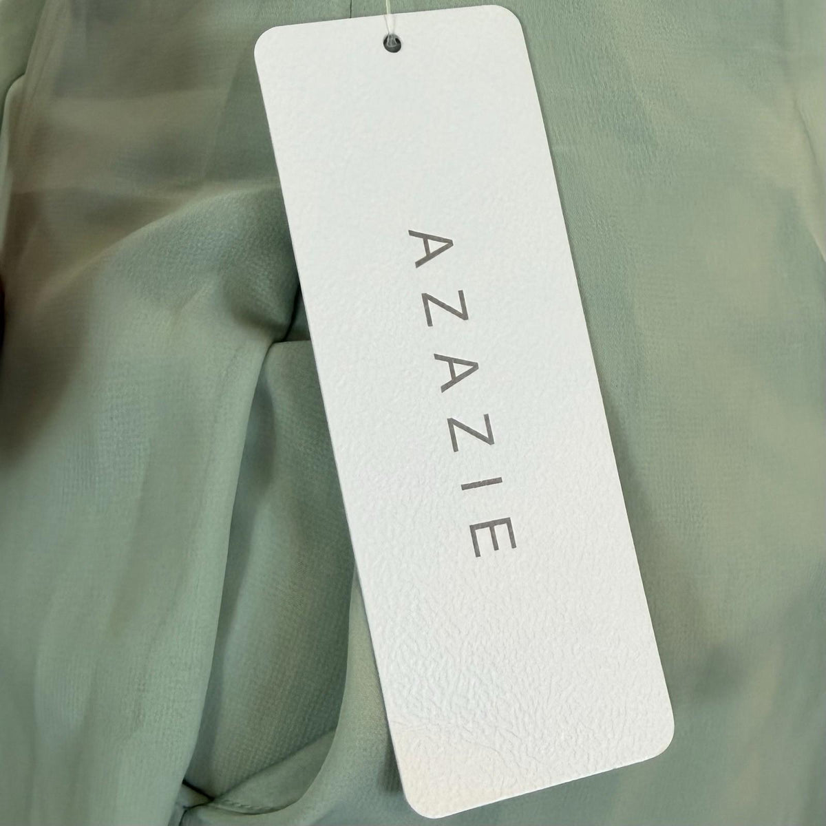 Azazie Kyedae Agave Chiffon A-Line Pleated V-Neck Bridesmaids Dress (Size 10)