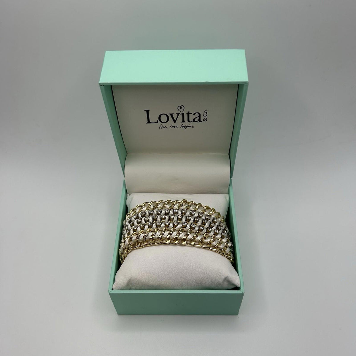 Lovita & Co. White & Gold Color Thick Tie Bracelet