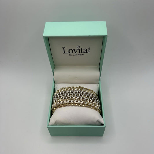 Lovita & Co. White & Gold Color Thick Tie Bracelet