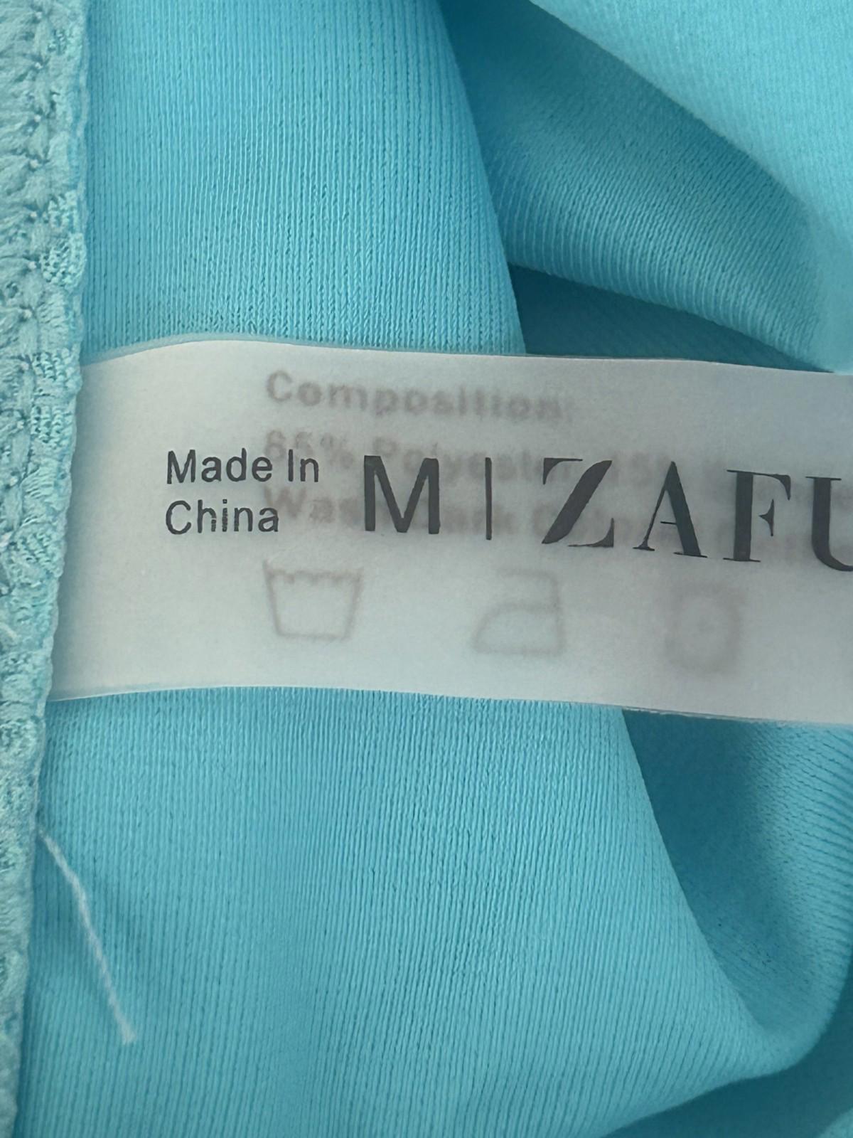 Zaful Light Blue Thin Strap, Open Back Ribbed One Piece Swimsuit (M)