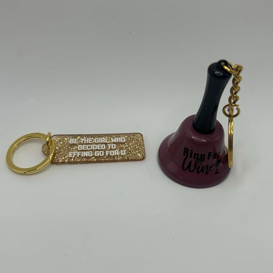 Golden Gems Key Chains, "Ring for Wine" Bell, and Girl Power Gold (2 Count)