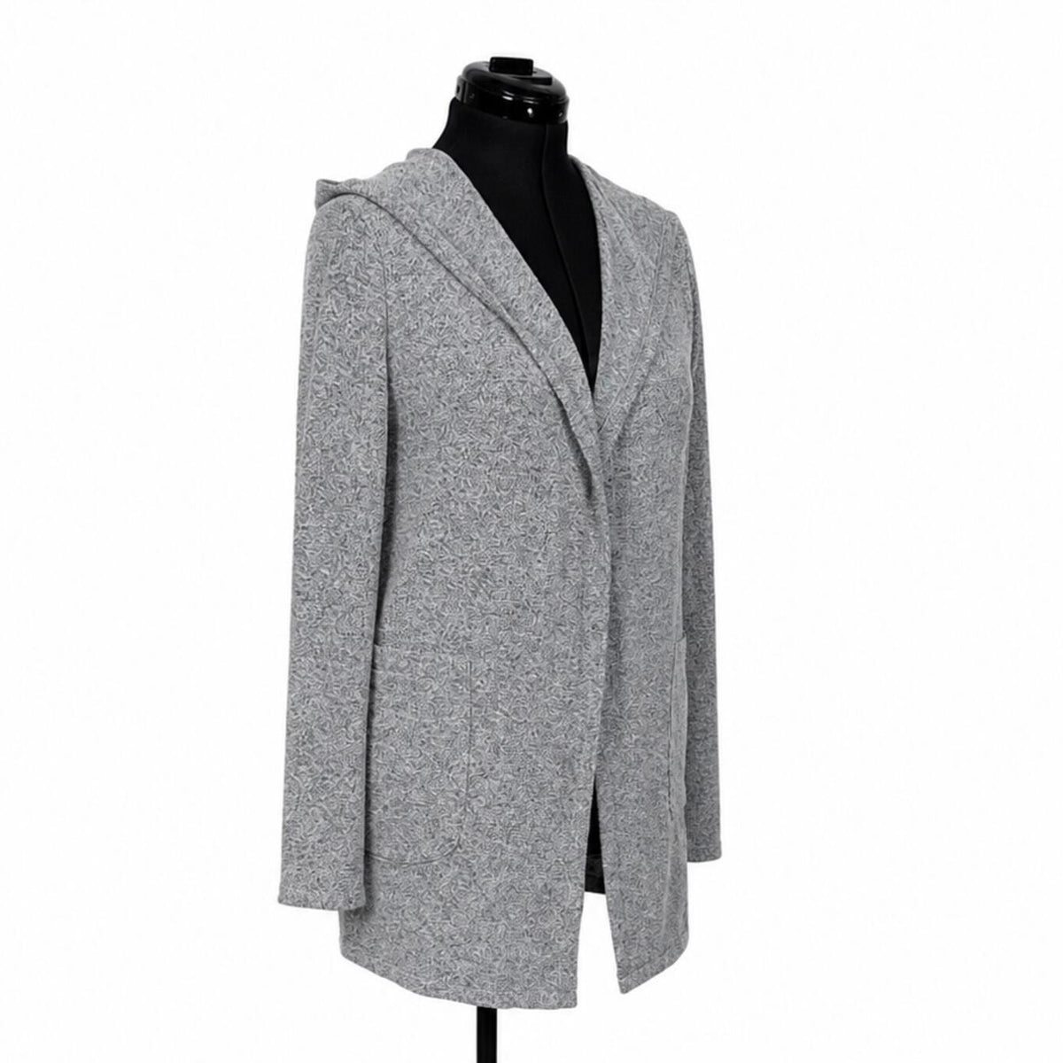 J for Justify Young Contemporary Light Gray Lightweight Hooded Cardigan (L)