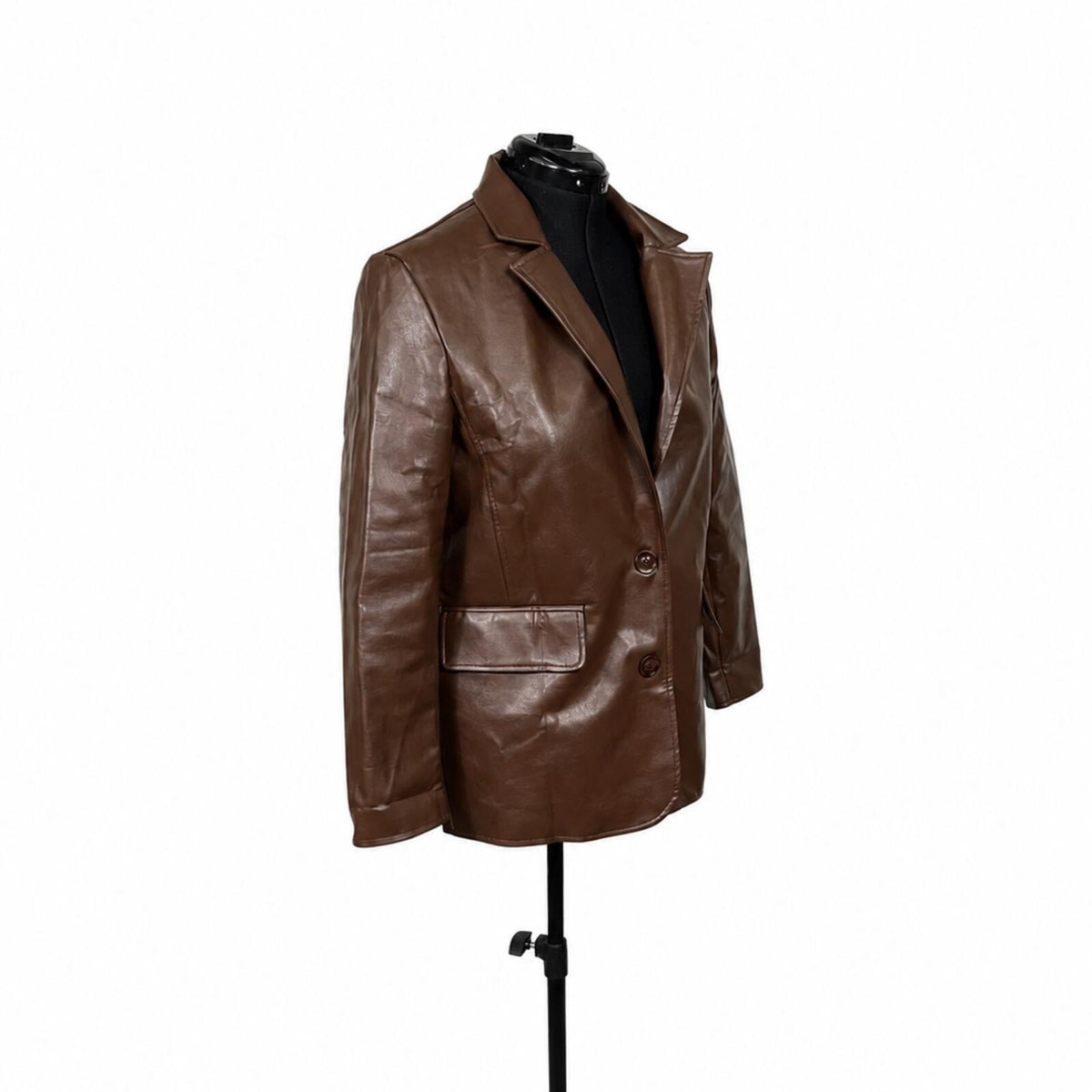 Automet Brown Faux Leather Blazer Jacket (M)