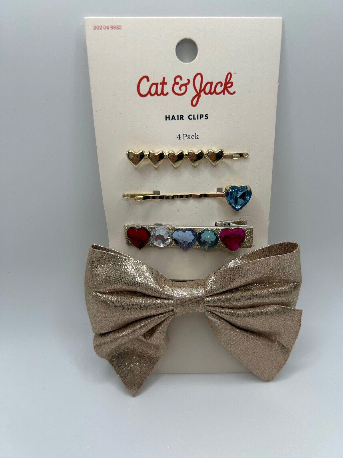 Cat & Jack 8 piece Hair Clip Set (Gold, Black, Pearl and Rainbow)