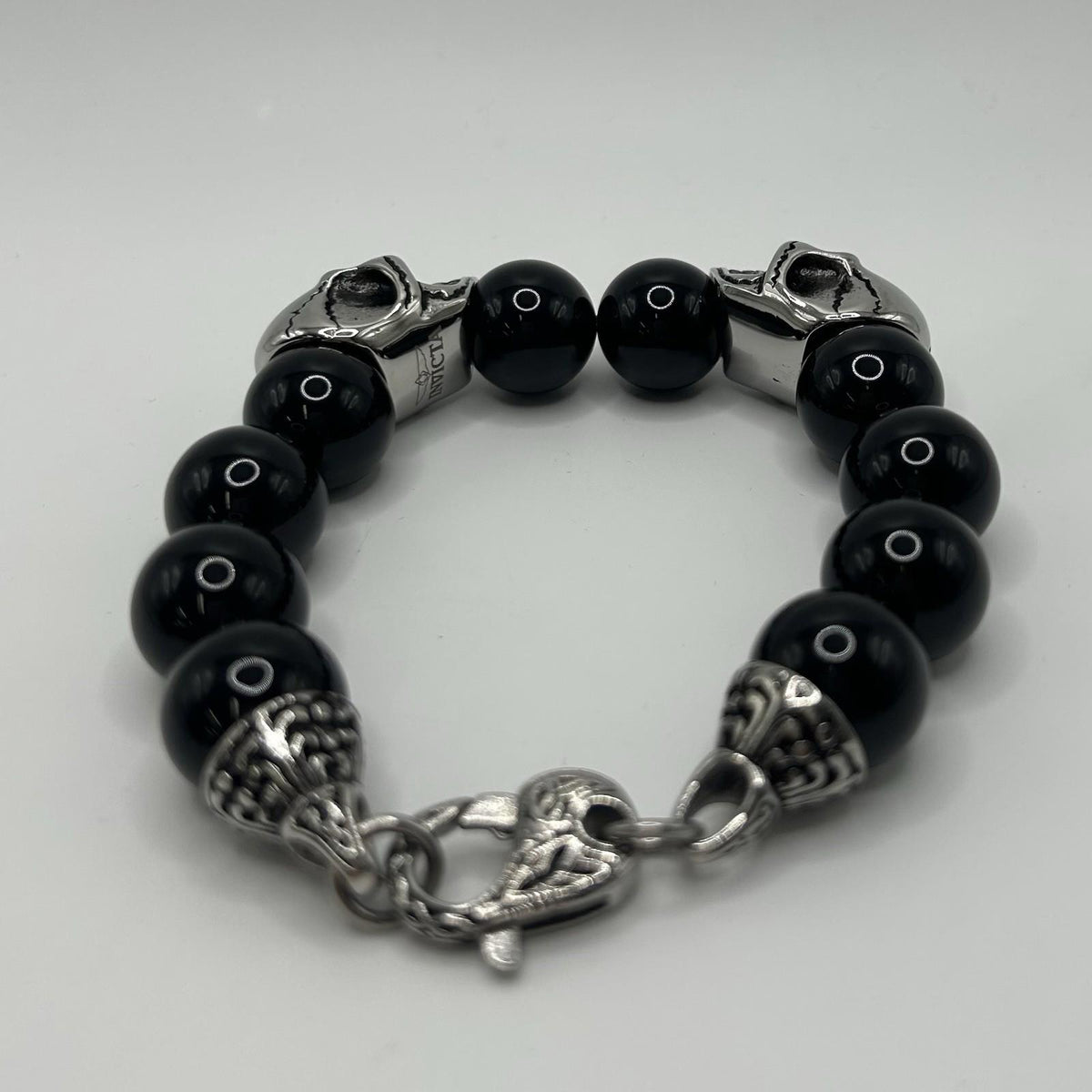 Invicta Jewelry Genuine Stone Black Onyx Bracelet 9.5