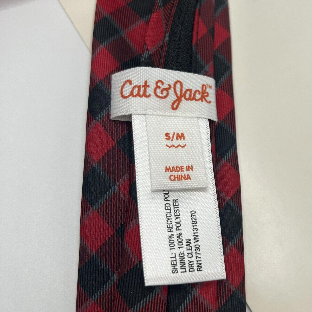 Cat & Jack Red, Gray and Black Plaid Tie (S/M)