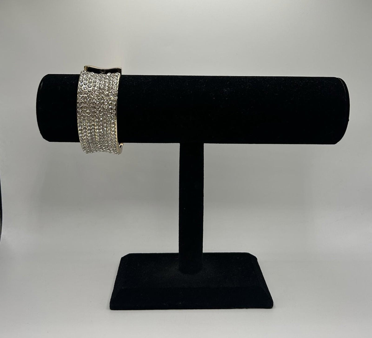 Lovita & Co. Thick Gold Colored Metal Cuff w/ Crystal Accent Bracelet