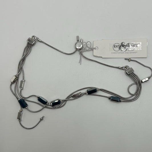 Christopher & Banks Beaded Silver & Blue Layered Bracelet -Extended Sizing