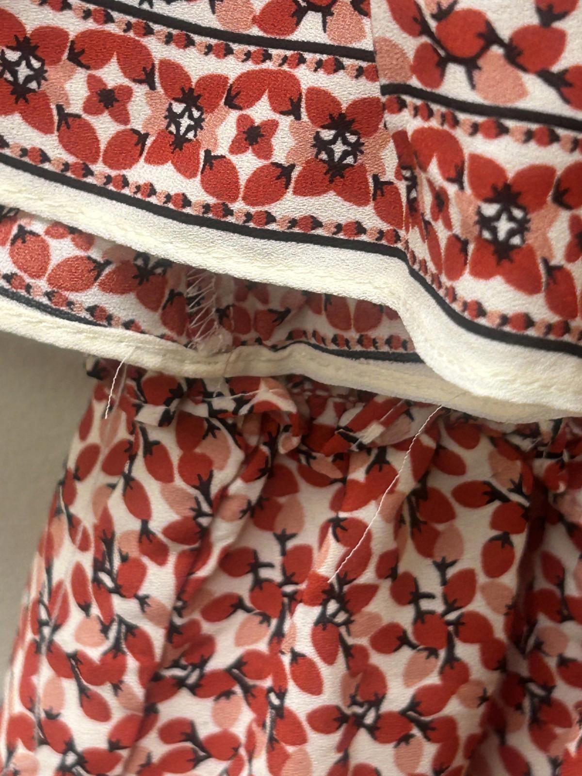 Max Studio Pink & Red Strawberry Patterned Knee Length Smocked Dress (S)