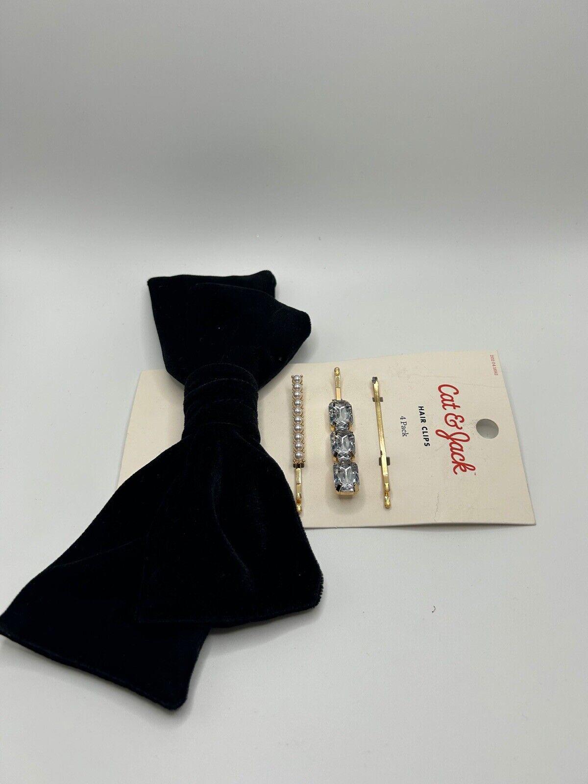 Cat & Jack 8 piece Hair Clip Set (Gold, Black, Pearl and Rainbow)