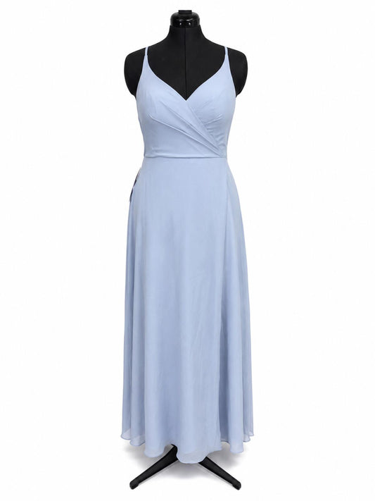 Azazie Davis Dusty Blue Chiffon A-Line V-Neck Bridesmaids Dress (Size 10)