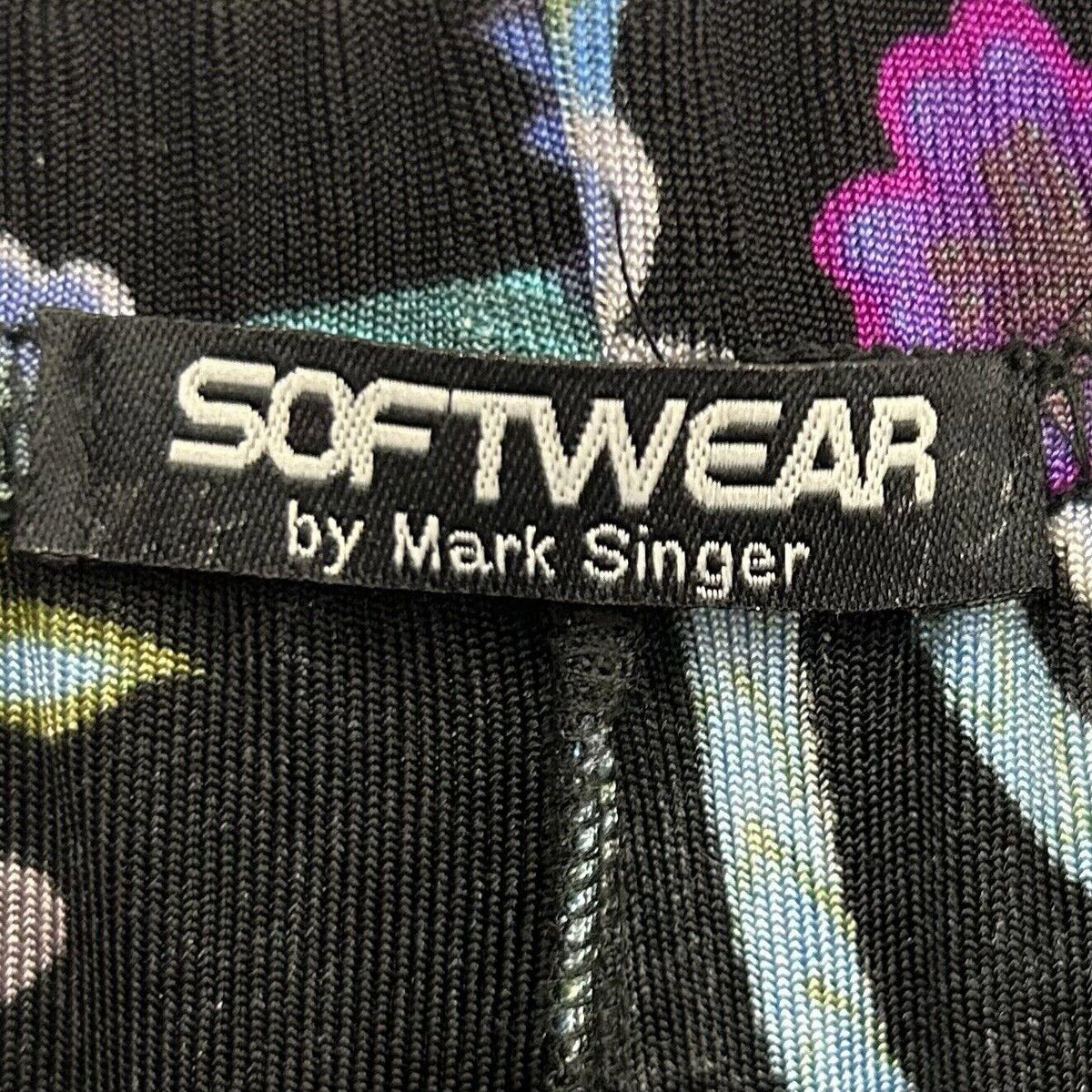 Softwear by Mark Singer Black Long Set w/ Cool Toned Whimsical Design (S)