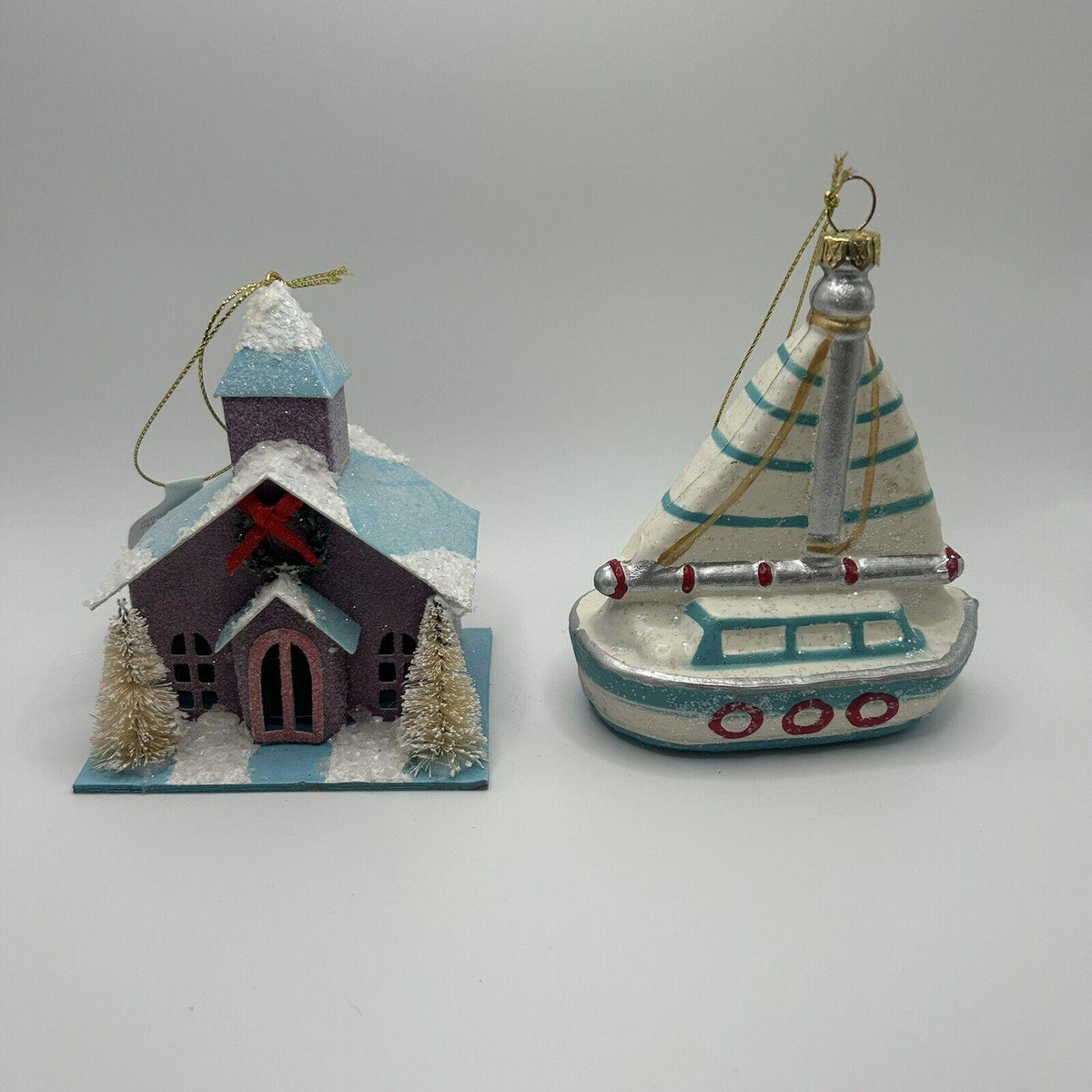 Wondershop 2 Count House &  Boat Ornament Set