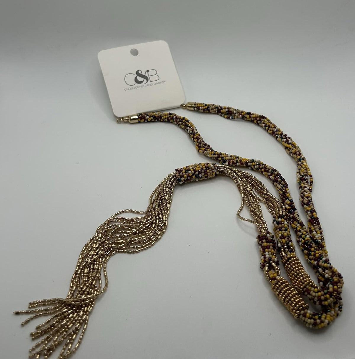 Christopher & Banks Long Seed Multi Colored Seed Beaded Y Neck Necklace