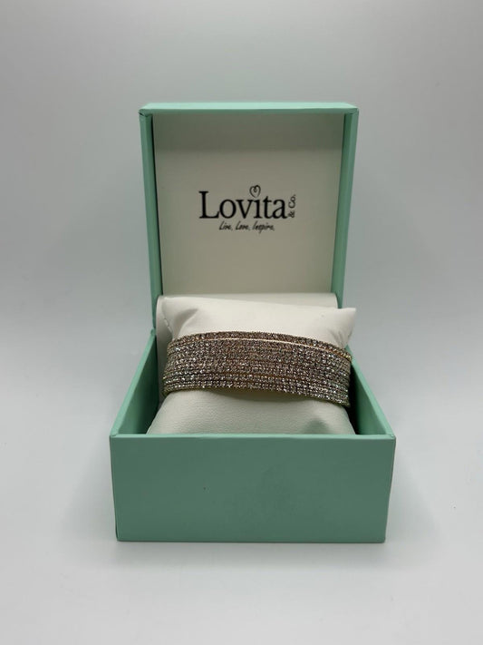Lovita & Co. Gold Color Small Gem Cuff Bracelet