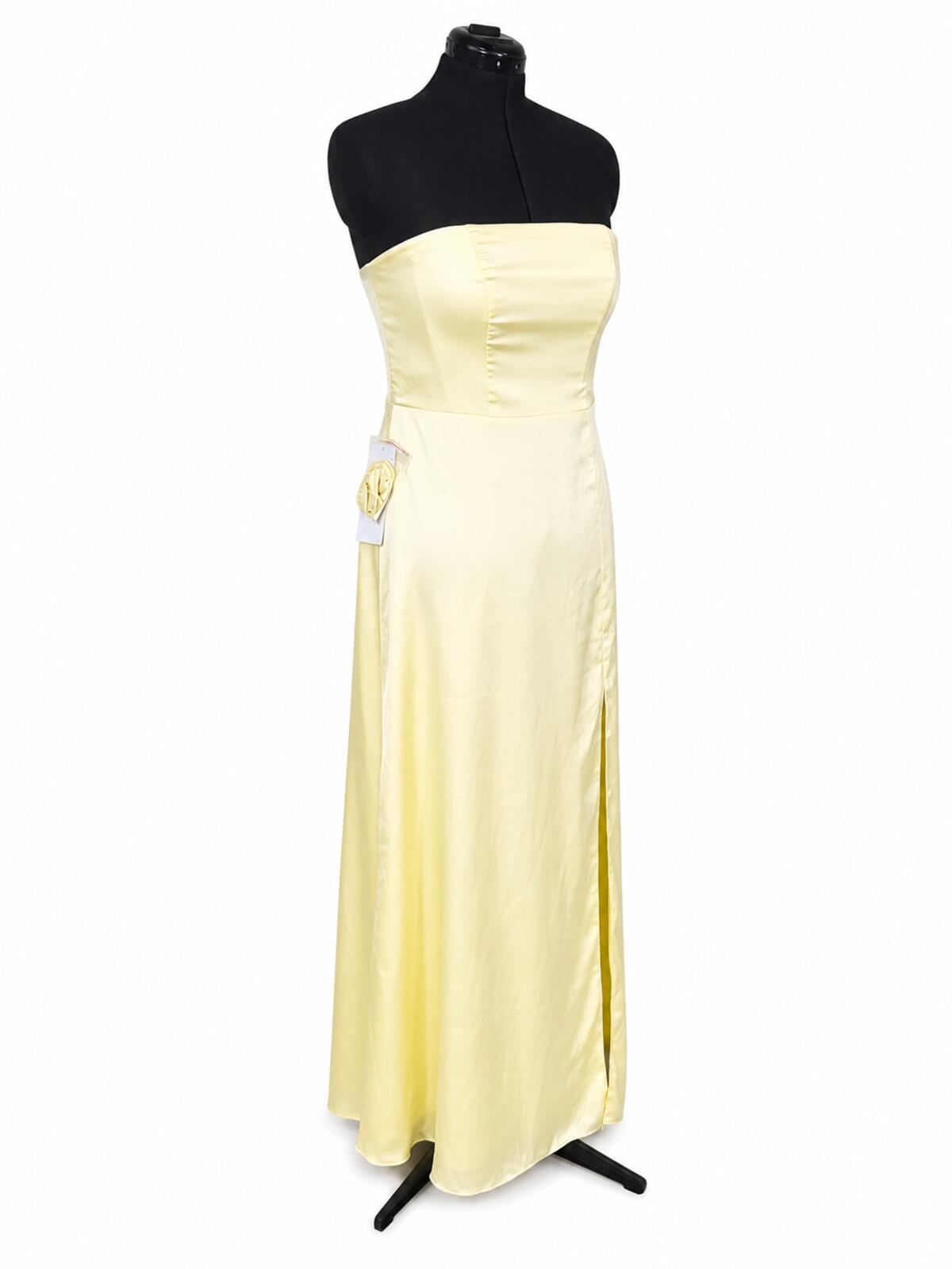 Azazie Wren Lemon Sorbet Stretch Satin A-Line Bridesmaids Dress (Size 10)