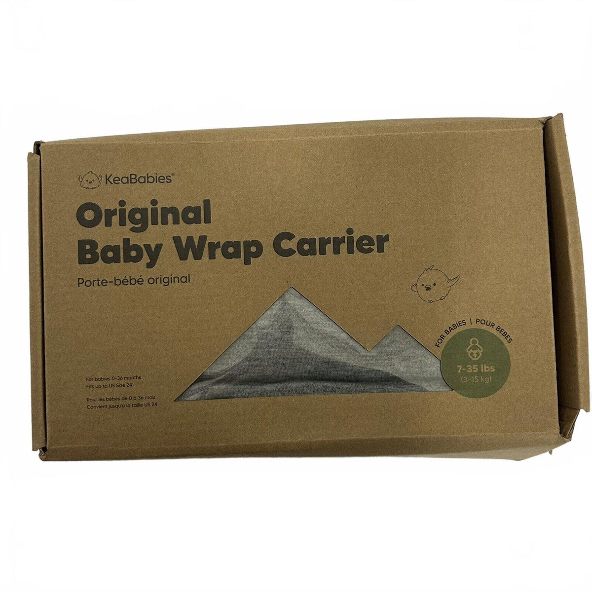 KeaBabies Classic Gray Original Baby Wrap Carrier (7-35lbs)