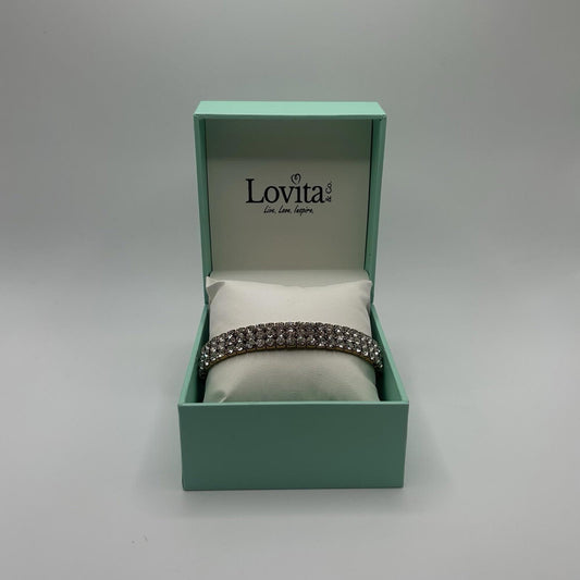 Lovita & Co. Gold Layered Stretchy Crystal Cuff Bracelet