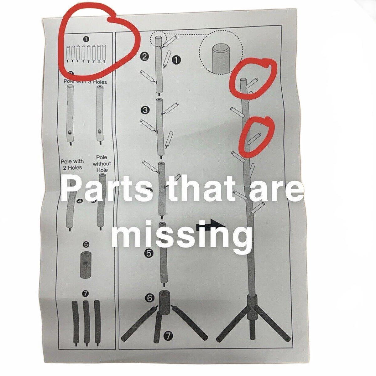 Haddockway Gray Wooden Coat Rack, missing 2 small pegs (6/8 present).
