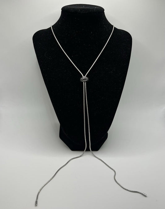 Christopher & Banks Black Long Stone Lariat 32 Necklace