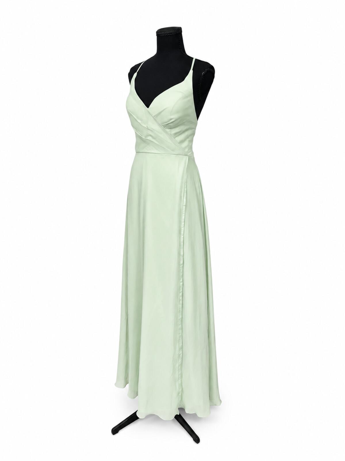 Azazie Davis Dusty Sage Chiffon A-Line V-Neck Bridesmaids Dress (Size 8)