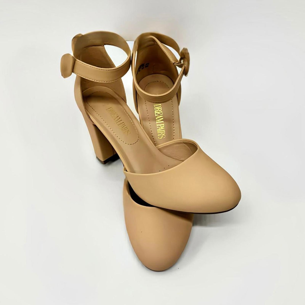 Dream Paris Nude High Heel Ankle Strap Closed Toe Pumps (US Women's 8.5)