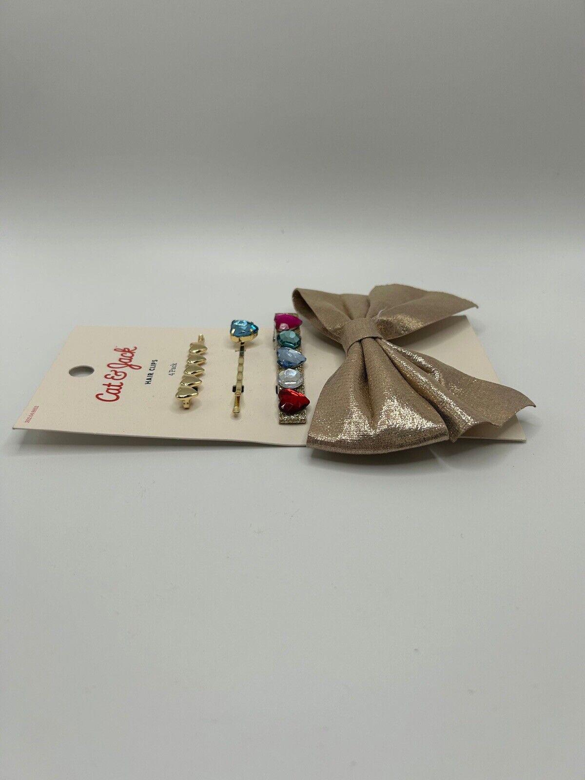 Cat & Jack 8 piece Hair Clip Set (Gold, Black, Pearl and Rainbow)
