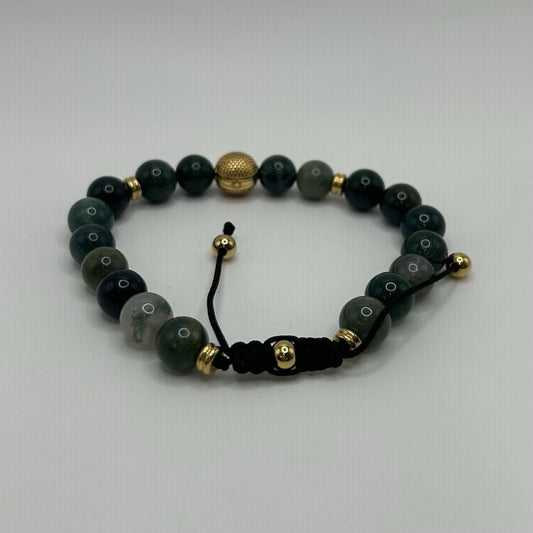 Invicta Gold & Green Beaded Bracelet