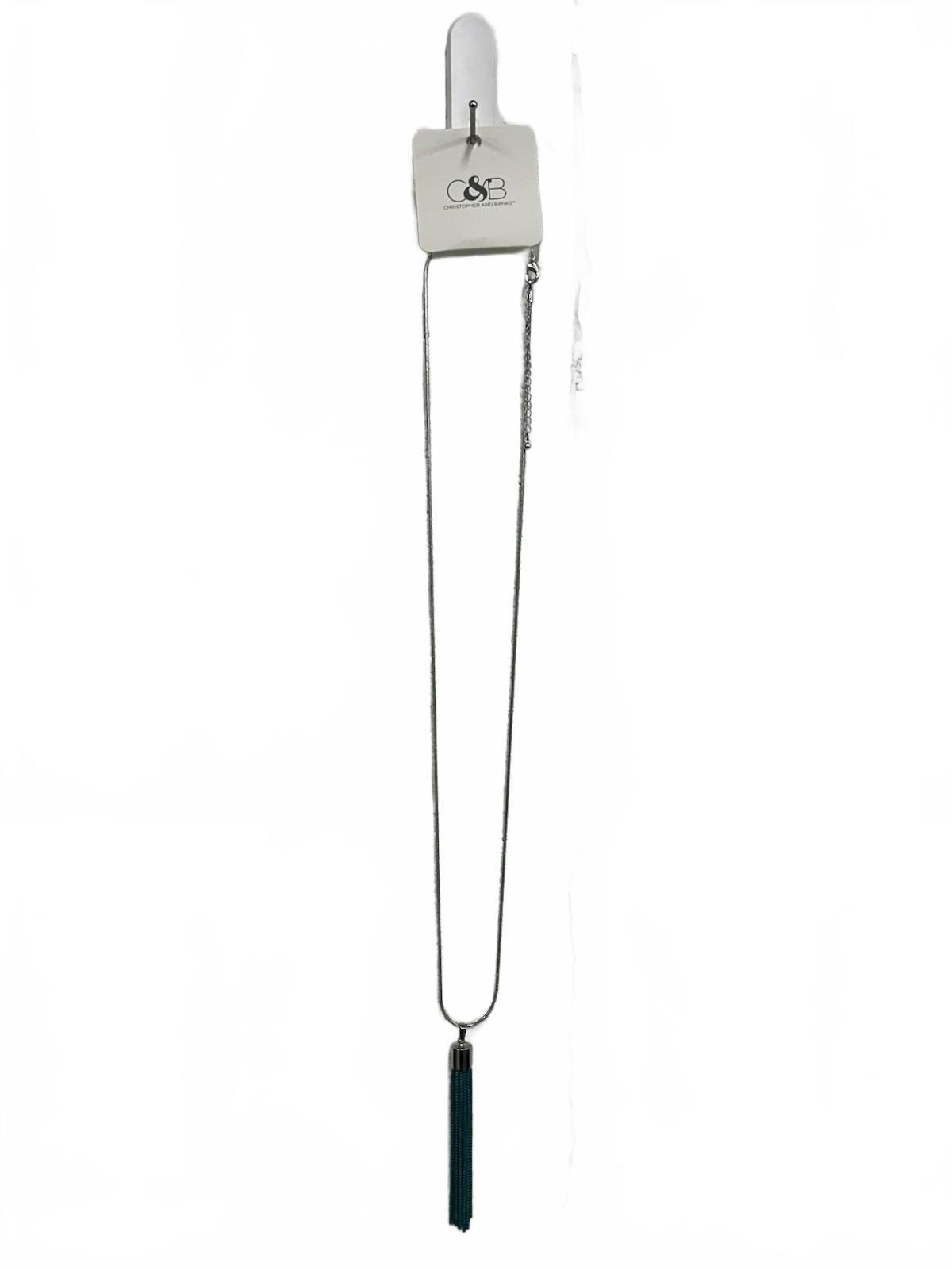 Christopher & Banks Long Painted Chain Tassel Turquoise Necklace