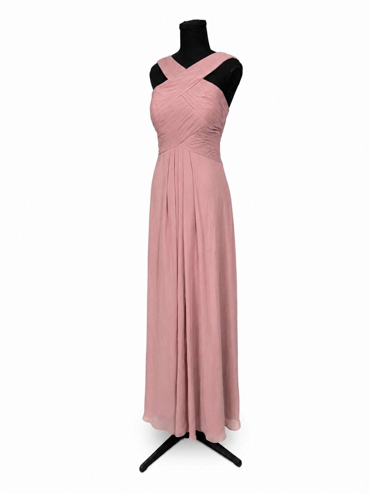 Azazie Kaleigh Dusty Rose Chiffon A-Line Pleated Bridesmaids Dress (Size 8)