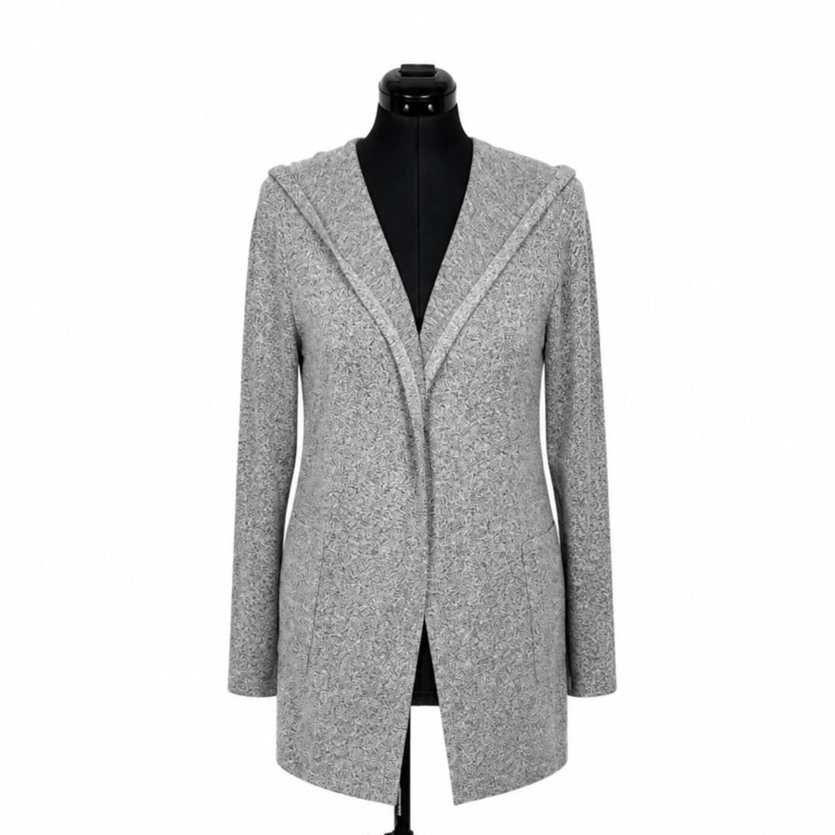 J for Justify Young Contemporary Light Gray Lightweight Hooded Cardigan (L)