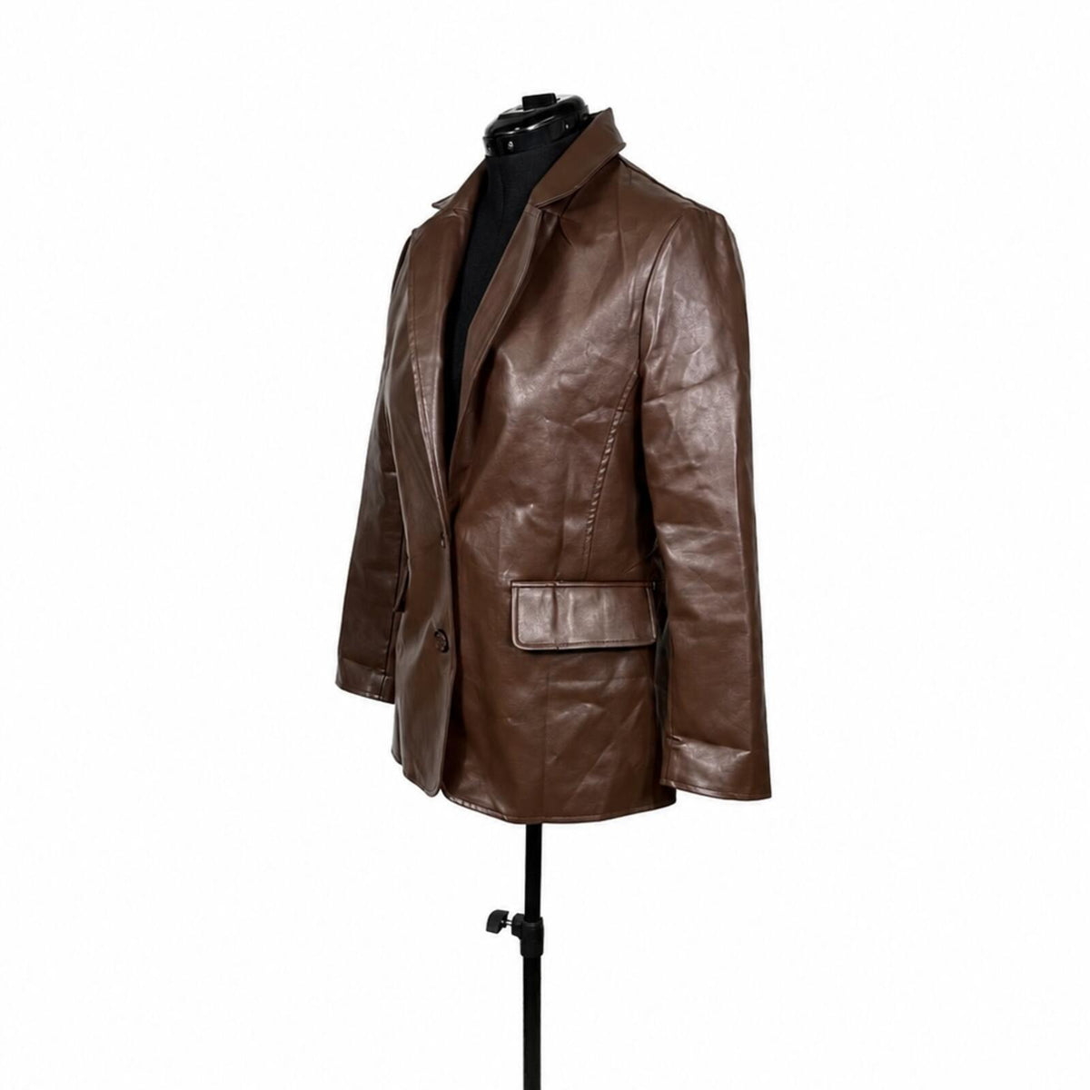 Automet Brown Faux Leather Blazer Jacket (M)